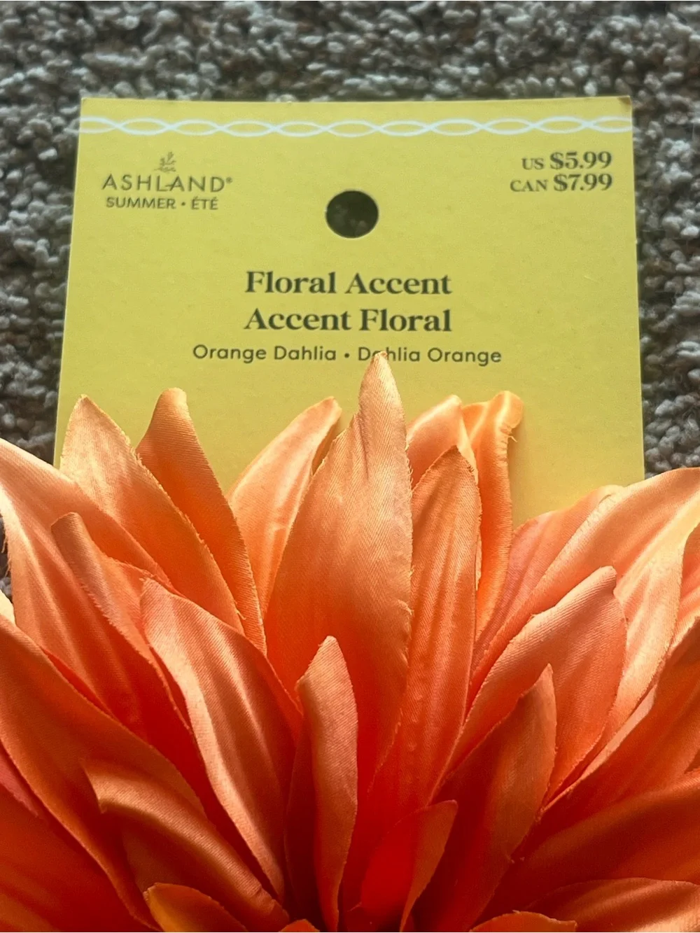 Ashland Orange Faux Dahlia Floral Accents - Pair